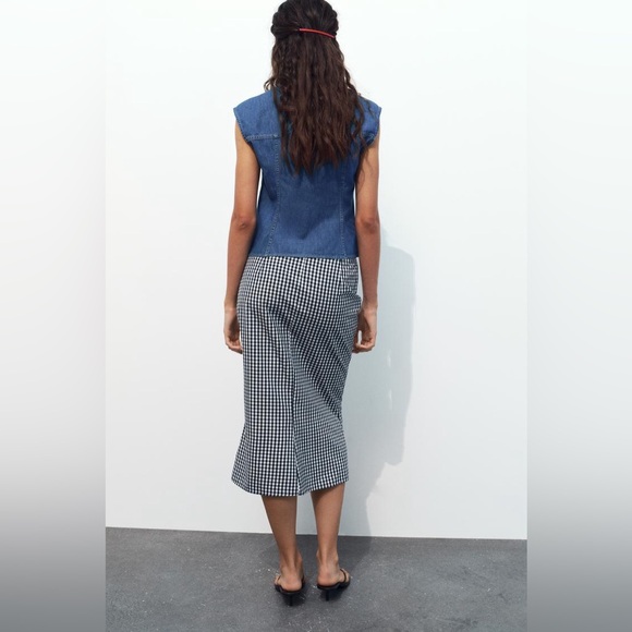 Zara Gingham Midi Skirt S - Picture 5 of 13
